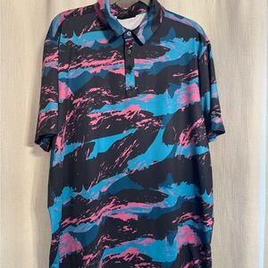Blue and Pink Camouflage Polo Shirt